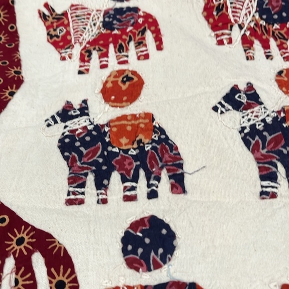 HANDCRAFTED BLOCK PRINT APPLIQUÉ TREE OF LIFE BED COVERLET TEXTILE WALL HANGING - Picture 16 of 16